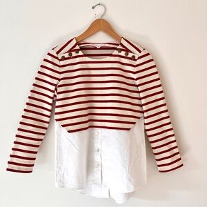 Veronica Beard Striped Mix Media Top